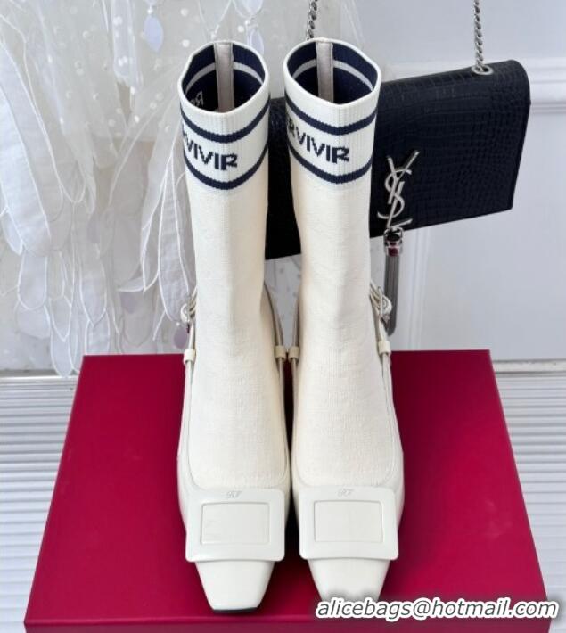 Purchase Roger Vivier Belle Vivier Sock Lacquered Buckle Ankle Boots 4.5cm in Patent Leather White 831043