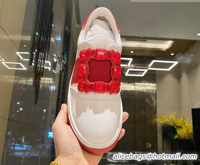 Pretty Style Roger Vivier Very Vivier Strass Buckle Sneakers in Leather White/Red 904075