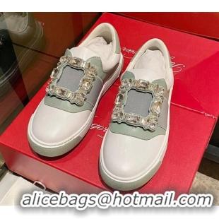 Popular Style Roger Vivier Very Vivier Strass Buckle Sneakers in Leather Grey 904077