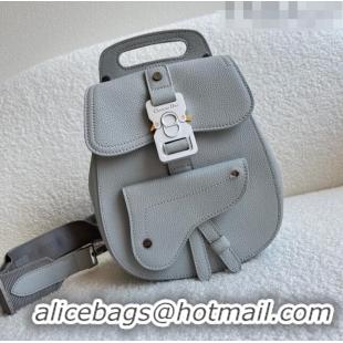 Top Quality Dior Men's Gallop Sling Bag in Grainy Calfskin CD9063 Grey