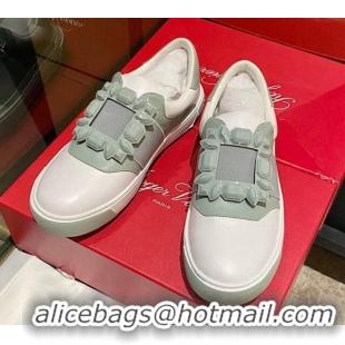 Popular Style Roger Vivier Very Vivier Rubber Buckle Sneakers in Leather White/Grey 904090