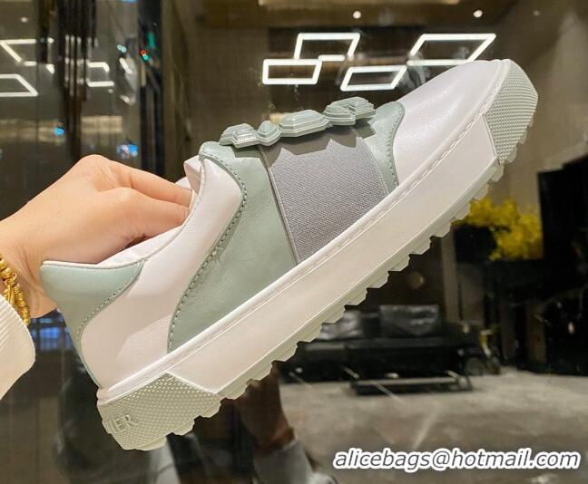 Popular Style Roger Vivier Very Vivier Rubber Buckle Sneakers in Leather White/Grey 904090