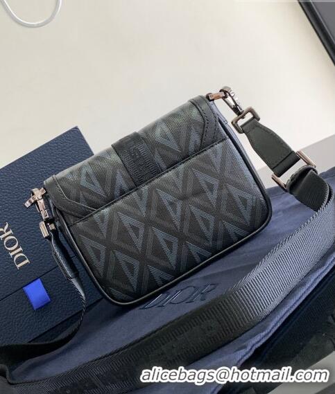 New Design Dior Men's Mini Hit The Road Bag with Strap in CD Diamond Canvas CD4058 Black 2023