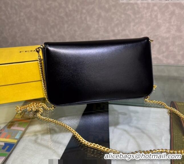 Super Quality Fendi Leather Wallet on Chain with Pouch/Mini Bag F022 Black 2023