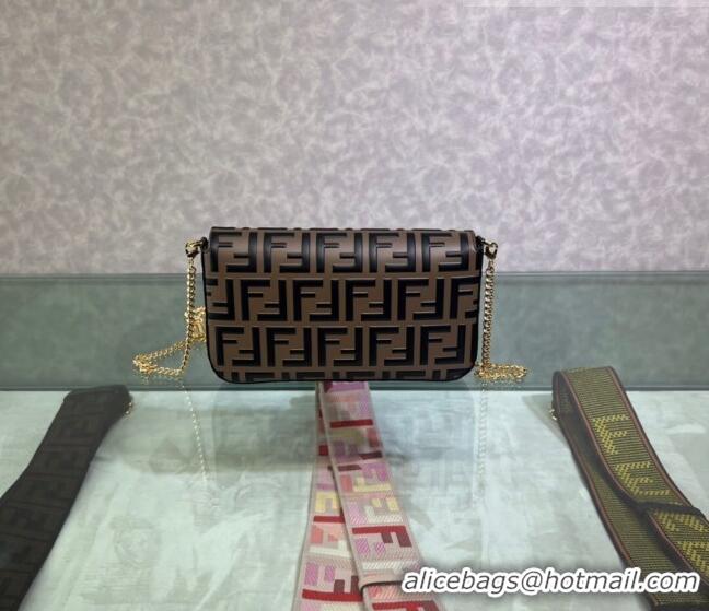 Fendi Wallet On Chain With Pouches Mini Bag in FF Leather F4065 Brown/Black 2023