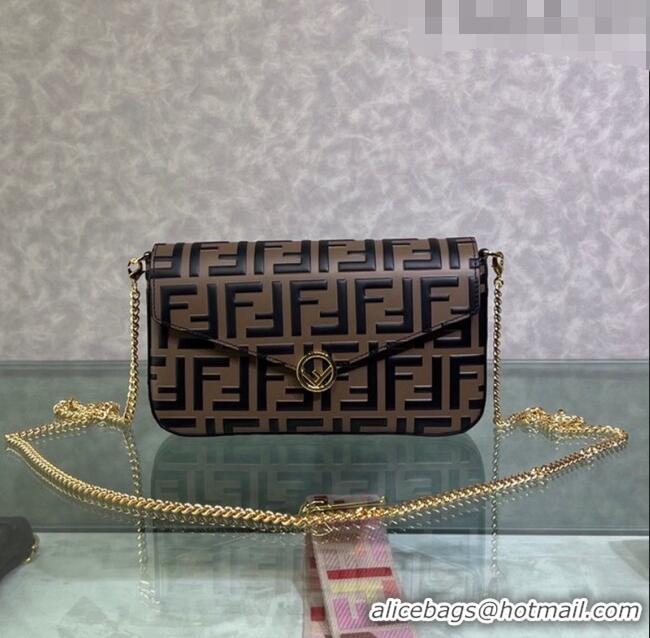 Fendi Wallet On Chain With Pouches Mini Bag in FF Leather F4065 Brown/Black 2023