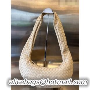 Famous Brand Bottega Veneta Buddy Hobo Crossbody Bag in Intrecciato Leather BV4123 Oat Beige 2023