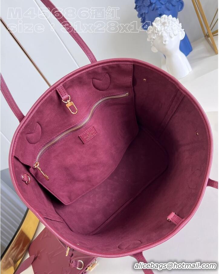 Affordable Price Louis Vuitton Neverfull MM M46599 Wine Red