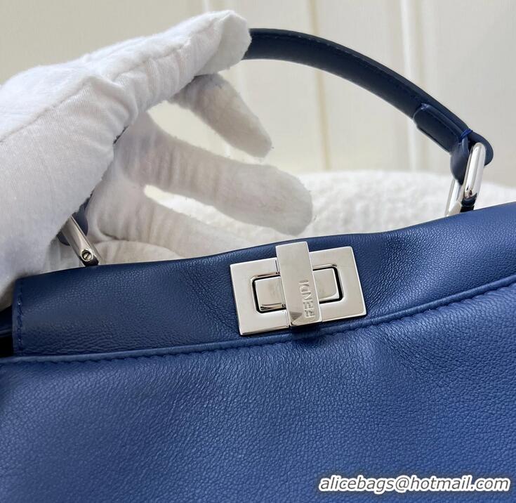 Unique Grade Fendi Mini Peekaboo Bag in Calfskin and SHW F058A Blue