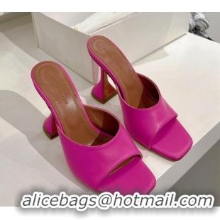 Low Cost Amina Muaddi Lupita Lambskin Heeled Slide Sandals 9.5cm Dark Pink 3020610