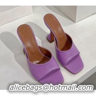 Low Price Amina Muaddi Lupita Lambskin Heeled Slide Sandals 9.5cm Purple 020612