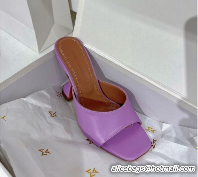 Low Price Amina Muaddi Lupita Lambskin Heeled Slide Sandals 9.5cm Purple 020612