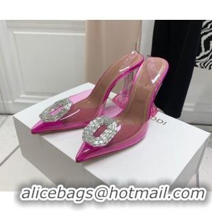 Lowest Price Amina Muaddi Camelia TPU Slingback Pumps 9.5cm with Rectangular Crystal Pink 331030