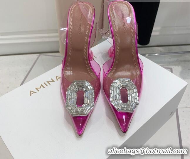 Lowest Price Amina Muaddi Camelia TPU Slingback Pumps 9.5cm with Rectangular Crystal Pink 331030