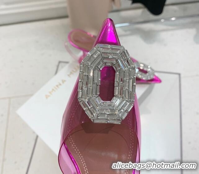 Lowest Price Amina Muaddi Camelia TPU Slingback Pumps 9.5cm with Rectangular Crystal Pink 331030