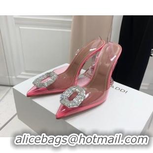 Lower Price Amina Muaddi Camelia TPU Slingback Pumps 9.5cm with Rectangular Crystal Light Pink 331032