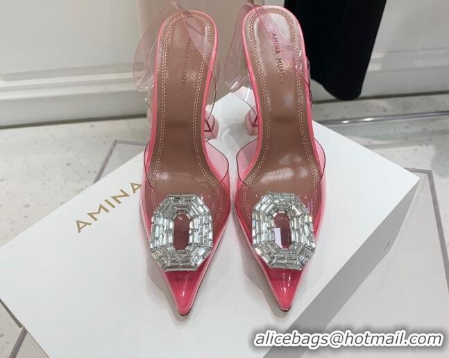 Lower Price Amina Muaddi Camelia TPU Slingback Pumps 9.5cm with Rectangular Crystal Light Pink 331032