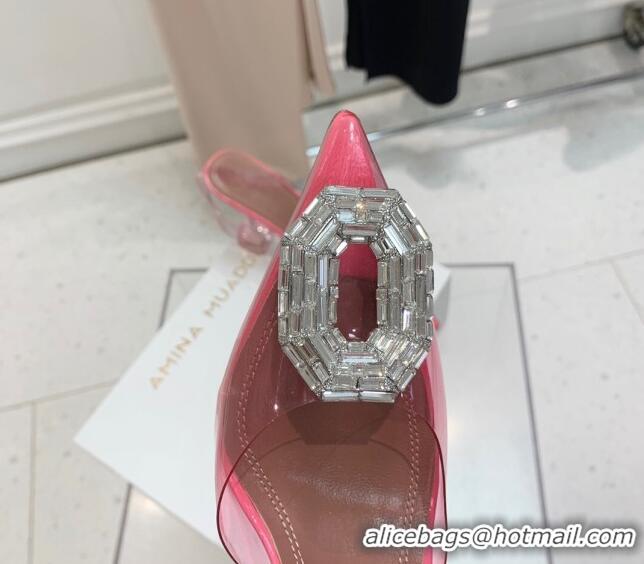 Lower Price Amina Muaddi Camelia TPU Slingback Pumps 9.5cm with Rectangular Crystal Light Pink 331032