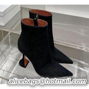 Sophisticated Amina Muaddi Jahleel Ankle Boot 95MM ST Heel Black Denim 238309