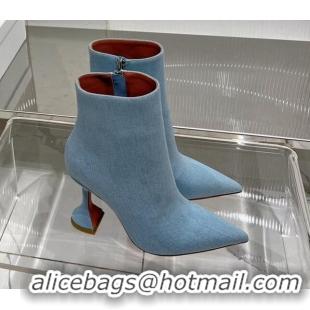 Good Looking Amina Muaddi Jahleel Ankle Boot with 95MM Heel Light Blue Denim 238308