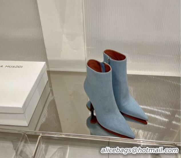 Good Looking Amina Muaddi Jahleel Ankle Boot with 95MM Heel Light Blue Denim 238308