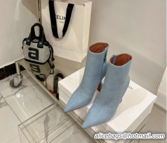 Good Looking Amina Muaddi Jahleel Ankle Boot with 95MM Heel Light Blue Denim 238308