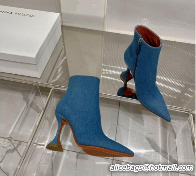 Best Product Amina Muaddi Jahleel Ankle Boot with 95MM Heel Blue Denim 238307