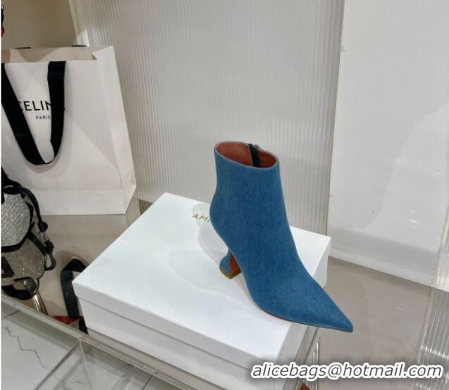 Best Product Amina Muaddi Jahleel Ankle Boot with 95MM Heel Blue Denim 238307