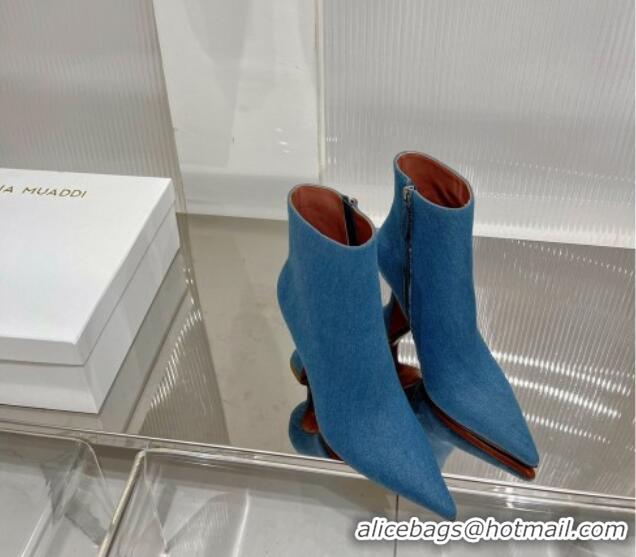 Best Product Amina Muaddi Jahleel Ankle Boot with 95MM Heel Blue Denim 238307