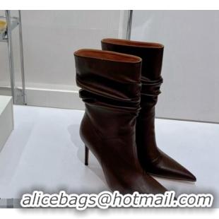 Duplicate Amina Muaddi Jahleel Short Boots 9.5cm in Nappa Leather Chocolate Brown 804077