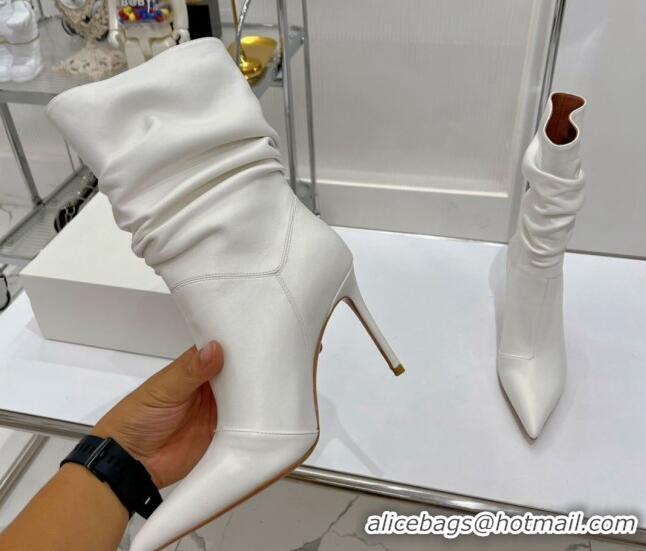 Good Product Amina Muaddi Jahleel Short Boots 9.5cm in Nappa Leather White 804078