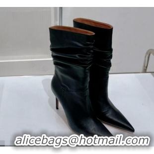 Unique Ladies Amina Muaddi Jahleel Short Boots 9.5cm in Nappa Leather Black 804080