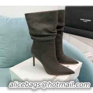 Cheap Price Amina Muaddi Jahleel Short Boots 9.5cm in Denim Dark Grey 904054