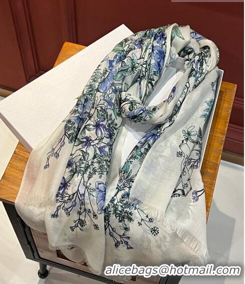 Buy Cheap Dior Flora Long Scarf 100x200cm DR09191 White 2023