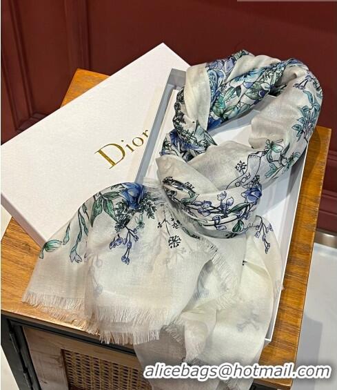 Buy Cheap Dior Flora Long Scarf 100x200cm DR09191 White 2023