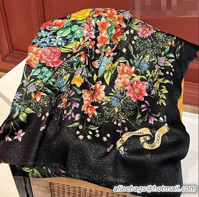 Good Taste Dior Flora Long Scarf 100x200cm DR09191 Black 2023