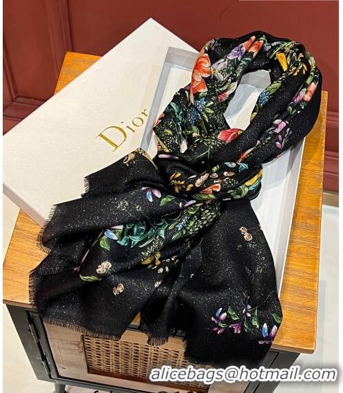 Good Taste Dior Flora Long Scarf 100x200cm DR09191 Black 2023