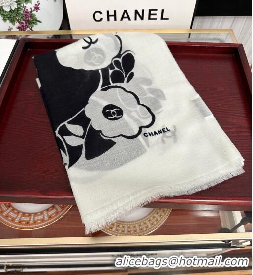 Super Quality Chanel Cashmere Camellia Long Scarf 100x200cm CH09131 Black 2023