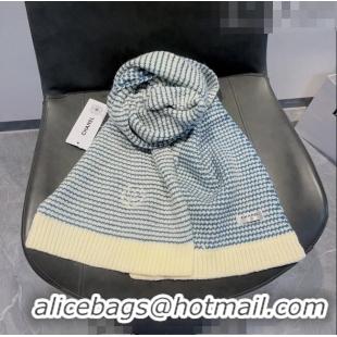 Buy Inexpensive Chanel Knit Long Scarf 38x180cm CH09191 Blue 2023