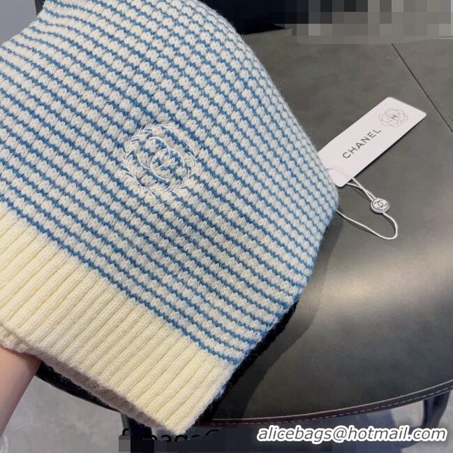 Buy Inexpensive Chanel Knit Long Scarf 38x180cm CH09191 Blue 2023