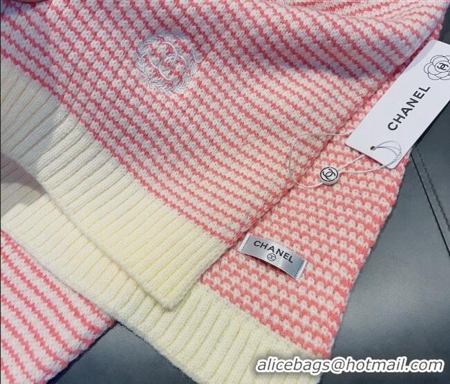 Best Price Chanel Knit Long Scarf 38x180cm CH09191 Pink 2023