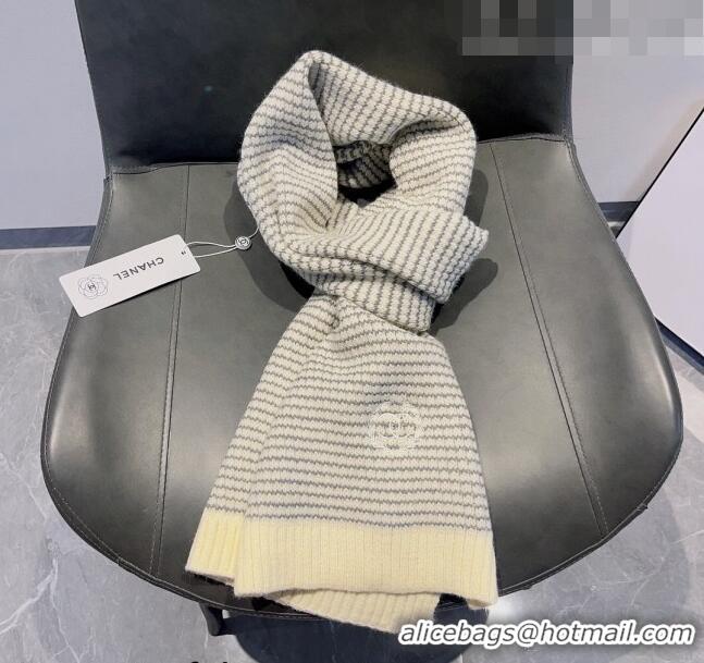 Luxury Discount Chanel Knit Long Scarf 38x180cm CH09191 Grey 2023