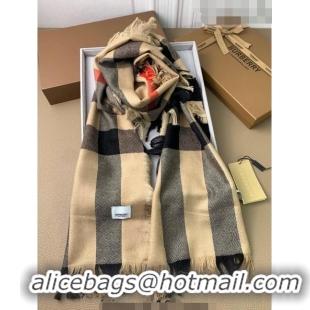 Top Design Burberry Check Long Scarf with Fringe 35x240cm BR09131 Beige 2023