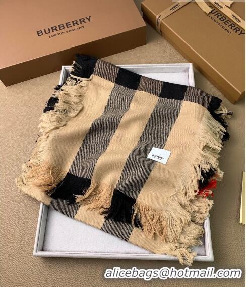 Top Design Burberry Check Long Scarf with Fringe 35x240cm BR09131 Beige 2023