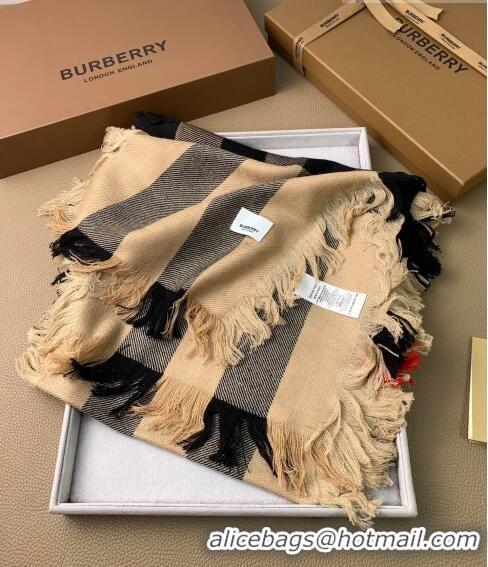 Top Design Burberry Check Long Scarf with Fringe 35x240cm BR09131 Beige 2023