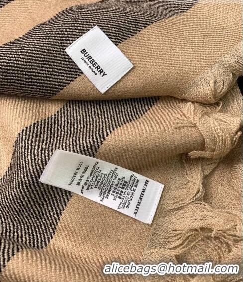 Top Design Burberry Check Long Scarf with Fringe 35x240cm BR09131 Beige 2023