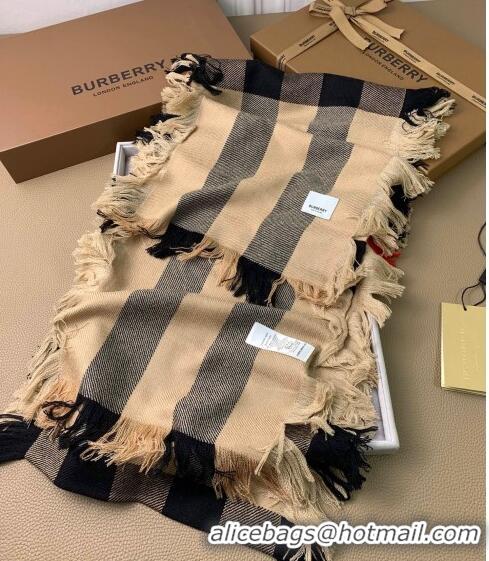 Top Design Burberry Check Long Scarf with Fringe 35x240cm BR09131 Beige 2023