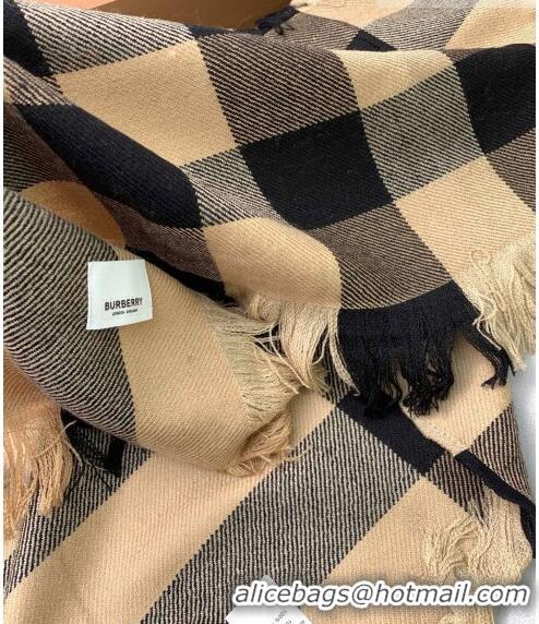 Top Design Burberry Check Long Scarf with Fringe 35x240cm BR09131 Beige 2023