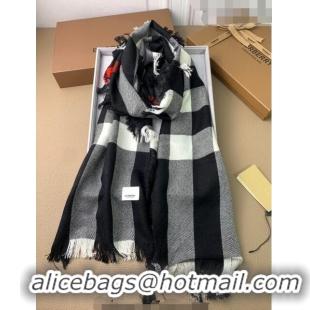 Buy Fashionable Burberry Check Long Scarf with Fringe 35x240cm BR09131 Black 2023