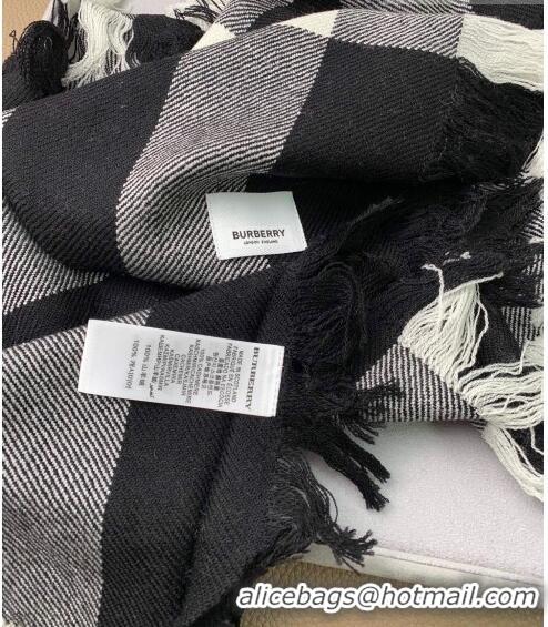 Buy Fashionable Burberry Check Long Scarf with Fringe 35x240cm BR09131 Black 2023